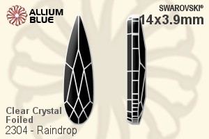 スワロフスキー Raindrop ラインストーン (2304) 14x3.9mm - クリスタル 裏面プラチナフォイル