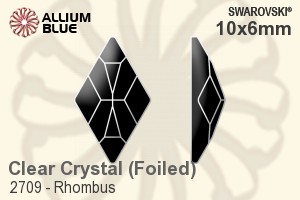 スワロフスキー Rhombus ラインストーン (2709) 10x6mm - クリスタル 裏面プラチナフォイル