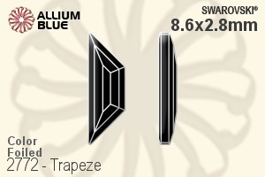 スワロフスキー Trapeze ラインストーン (2772) 8.6x2.8mm - カラー 裏面プラチナフォイル