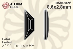 スワロフスキー Trapeze ラインストーン ホットフィックス (2772) 8.6x2.8mm - カラー 裏面アルミニウムフォイル