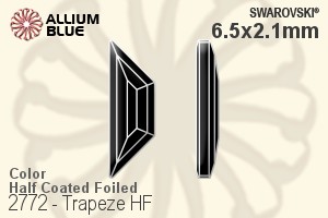 スワロフスキー Trapeze ラインストーン ホットフィックス (2772) 6.5x2.1mm - カラー（ハーフ　コーティング） 裏面アルミニウムフォイル