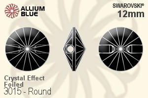 スワロフスキー ラウンド ボタン (3015) 12mm - クリスタル エフェクト 裏面プラチナフォイル