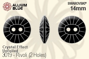 スワロフスキー リボリ (2 Holes) ボタン (3019) 14mm - クリスタル エフェクト 裏面にホイル無し