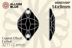 スワロフスキー Lemon ソーオンストーン (3211) 14x9mm - クリスタル エフェクト 裏面プラチナフォイル