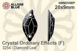 スワロフスキー Diamond Leaf ソーオンストーン (3254) 20x9mm - クリスタル エフェクト 裏面プラチナフォイル