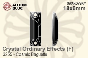 スワロフスキー Cosmic Baguette ソーオンストーン (3255) 18x6mm - クリスタル エフェクト 裏面プラチナフォイル