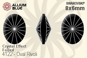 スワロフスキー Oval リボリ ファンシーストーン (4122) 8x6mm - クリスタル エフェクト 裏面プラチナフォイル