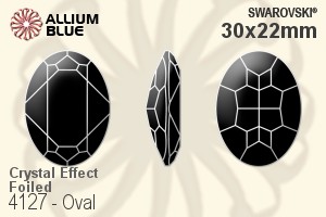 スワロフスキー Oval ファンシーストーン (4127) 30x22mm - クリスタル エフェクト 裏面プラチナフォイル