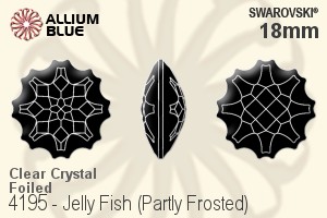 スワロフスキー Jelly Fish (Partly Frosted) ファンシーストーン (4195) 18mm - クリスタル 裏面プラチナフォイル