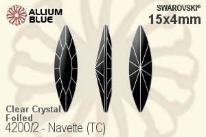 スワロフスキー Navette (TC) ファンシーストーン (4200/2) 15x4mm - クリスタル ゴールドフォイル