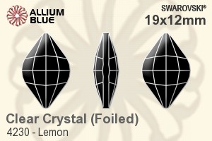 スワロフスキー Lemon ファンシーストーン (4230) 19x12mm - クリスタル 裏面プラチナフォイル