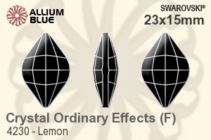 スワロフスキー Lemon ファンシーストーン (4230) 23x15mm - クリスタル エフェクト 裏面プラチナフォイル