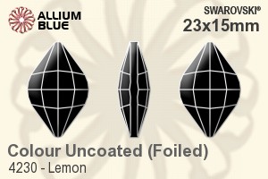 スワロフスキー Lemon ファンシーストーン (4230) 23x15mm - カラー 裏面プラチナフォイル