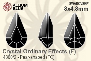 スワロフスキー Pear-shaped (TC) ファンシーストーン (4300/2) 8x4.8mm - クリスタル （オーディナリー　エフェクト） ゴールドフォイル