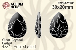 スワロフスキー Pear-shaped ファンシーストーン (4327) 30x20mm - クリスタル 裏面プラチナフォイル