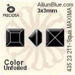 Preciosa プレシオサ MC マシーンカットSquare MAXIMA マキシマ ファンシーストーン (435 23 211) 3x3mm - カラー 裏面Dura™フォイル