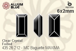 Preciosa プレシオサ MC マシーンカットBaguette MAXIMA マキシマ ファンシーストーン (435 26 212) 6x2mm - クリスタル 裏面Dura™フォイル