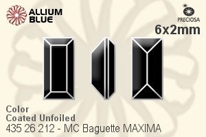 Preciosa プレシオサ MC マシーンカットBaguette MAXIMA マキシマ ファンシーストーン (435 26 212) 6x2mm - カラー（コーティング） 裏面にホイル無し