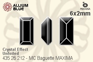 Preciosa プレシオサ MC マシーンカットBaguette MAXIMA マキシマ ファンシーストーン (435 26 212) 6x2mm - クリスタル エフェクト 裏面にホイル無し