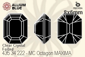 Preciosa プレシオサ MC マシーンカットOctagon MAXIMA マキシマ ファンシーストーン (435 34 222) 8x6mm - クリスタル 裏面Dura™フォイル