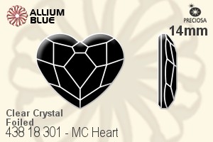 Preciosa プレシオサ MC マシーンカットHeart ラインストーン (438 18 301) 14mm - クリスタル 裏面Dura™フォイル