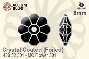 Preciosa プレシオサ MC マシーンカットFlower 301 ソーオンストーン (438 52 301) 8mm - クリスタル エフェクト 裏面シルバーフォイル