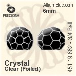 Preciosa プレシオサ MC マシーンカット3/4 Ball Regular Cut ラインストーン (451 19 662) 6mm - クリスタル 裏面アルミニウムフォイル