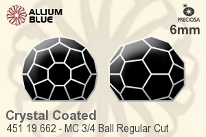 Preciosa プレシオサ MC マシーンカット3/4 Ball Regular Cut ラインストーン (451 19 662) 6mm - クリスタル エフェクト 裏面にホイル無し