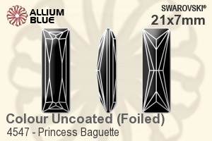 スワロフスキー Princess Baguette ファンシーストーン (4547) 21x7mm - カラー 裏面プラチナフォイル