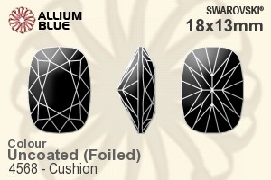 スワロフスキー Cushion ファンシーストーン (4568) 18x13mm - カラー 裏面プラチナフォイル