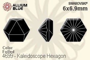 スワロフスキー Kaleidoscope Hexagon ファンシーストーン (4699) 6x6.9mm - カラー 裏面プラチナフォイル