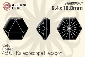 スワロフスキー Kaleidoscope Hexagon ファンシーストーン (4699) 9.4x10.8mm - カラー 裏面プラチナフォイル