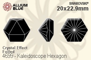 スワロフスキー Kaleidoscope Hexagon ファンシーストーン (4699) 20x22.9mm - クリスタル エフェクト 裏面プラチナフォイル