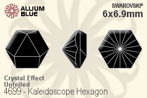 スワロフスキー Kaleidoscope Hexagon ファンシーストーン (4699) 6x6.9mm - クリスタル エフェクト 裏面にホイル無し