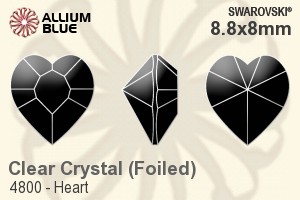 スワロフスキー Heart ファンシーストーン (4800) 8.8x8mm - クリスタル プラチナフォイル