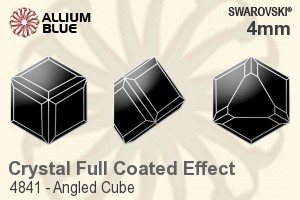 スワロフスキー Angled Cube ファンシーストーン (4841) 4mm - クリスタル エフェクト (Full Coated) 裏面にホイル無し