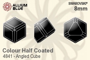 スワロフスキー Angled Cube ファンシーストーン (4841) 8mm - カラー（ハーフ　コーティング） 裏面にホイル無し