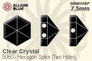 スワロフスキー Hexagon Spike (Two Holes) ビーズ (5060) 7.5mm - クリスタル