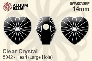 スワロフスキー Heart (Large Hole) ビーズ (5942) 14mm - クリスタル