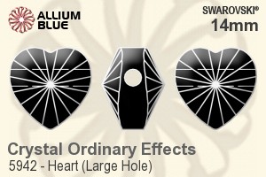 スワロフスキー Heart (Large Hole) ビーズ (5942) 14mm - クリスタル エフェクト