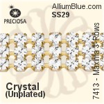 Preciosa Round Maxima 3-Rows Cupchain (7413 7183), Unplated Raw Brass, With Stones in SS29 - Clear Crystal