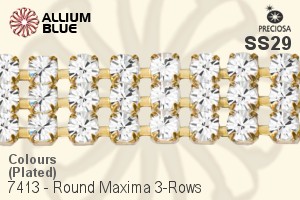 Preciosa Round Maxima 3-Rows Cupchain (7413 7183), Plated, With Stones in SS29 - Colours