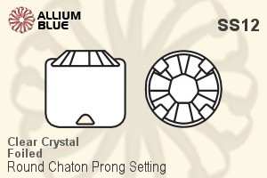 プレミアム・クリスタル Round Chaton in Prong 石座, SS12 - クリスタル フォイル