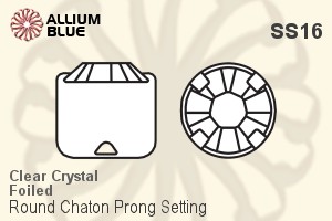 プレミアム・クリスタル Round Chaton in Prong 石座, SS16 - クリスタル フォイル