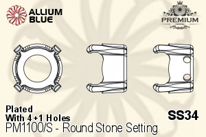 PREMIUM Round Stone Setting (PM1100/S), With Sew-on Holes, SS34 (7.0 - 7.3mm), Plated Brass