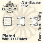 PREMIUM Round Stone Setting (PM1100/S), With Sew-on Holes, SS65 (15.4 - 15.7mm), Plated Brass