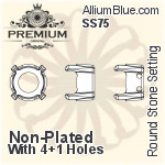 PREMIUM Round Stone Setting (PM1100/S), With Sew-on Holes, SS75 (18 - 18.2mm), Unplated Brass