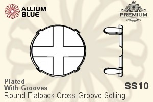 PREMIUM Round フラットバック Cross-Groove 石座, (PM2000/S), 縫い付けクロス溝付き, SS10 (2.8mm), メッキあり 真鍮