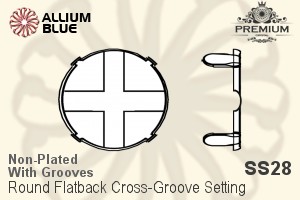 PREMIUM Round フラットバック Cross-Groove 石座, (PM2000/S), 縫い付けクロス溝付き, SS28 (6.1mm), メッキなし 真鍮