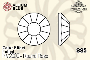 PREMIUM CRYSTAL Round Rose Flat Back SS5 Jet AB F